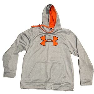 under armour hooded sweatshirt orange grey Mens large